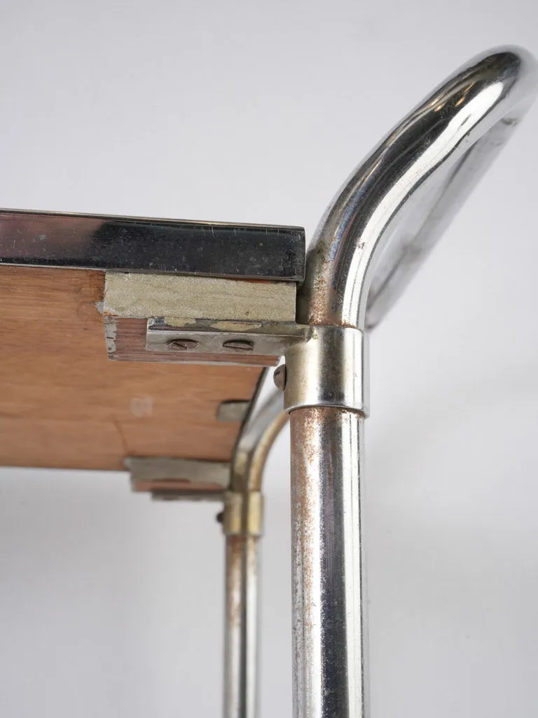 1970s French chrome & mirror rolling bar cart