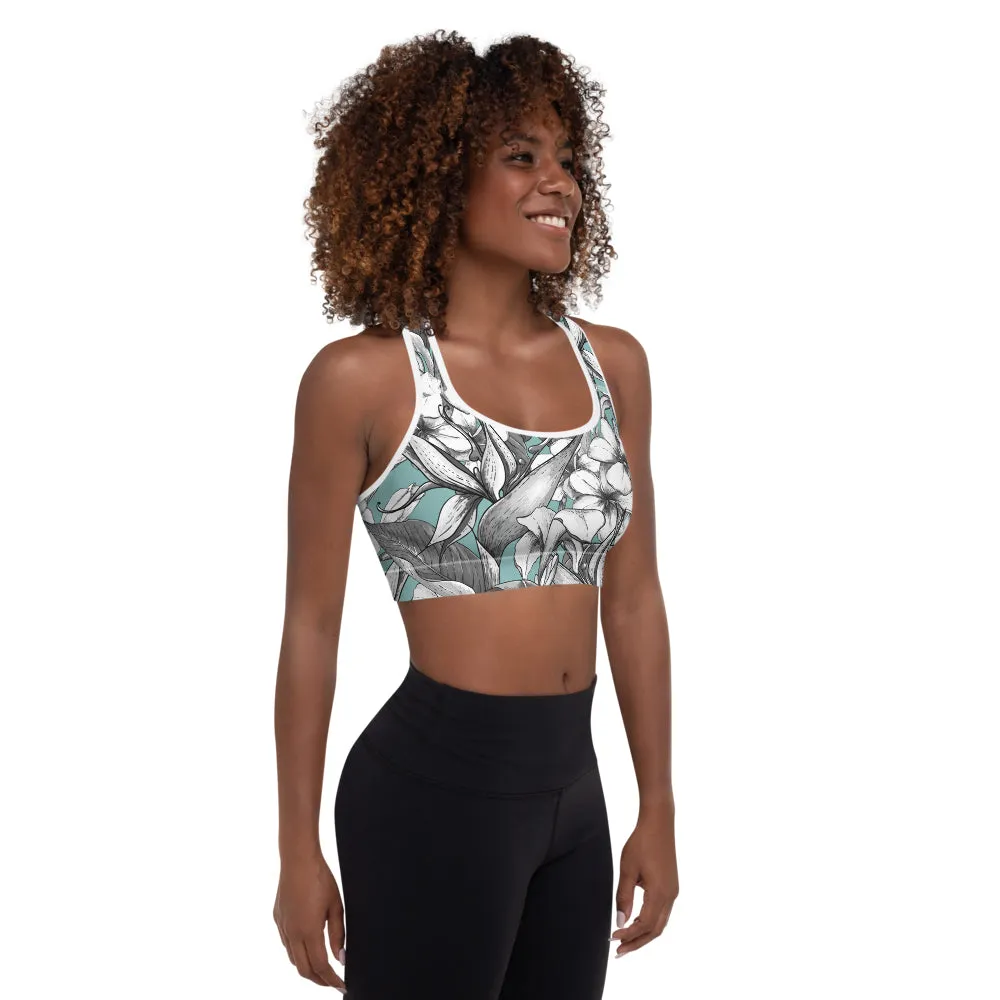 Exotic flowers yoga bra