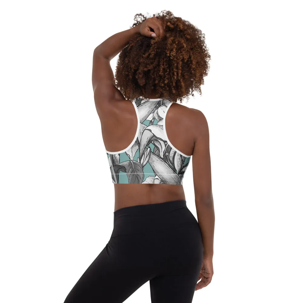Exotic flowers yoga bra