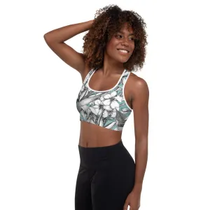 Exotic flowers yoga bra