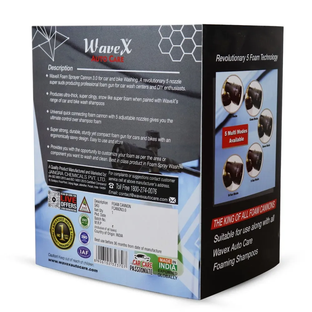Foam Cannon 3.0 for pressure washer | Upgraded 5 Foaming Actions gives ultimate control over shampoo foam| Generates Super Thick Snow Foam | Ultra-Premium Quality