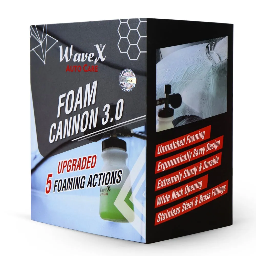 Foam Cannon 3.0 for pressure washer | Upgraded 5 Foaming Actions gives ultimate control over shampoo foam| Generates Super Thick Snow Foam | Ultra-Premium Quality