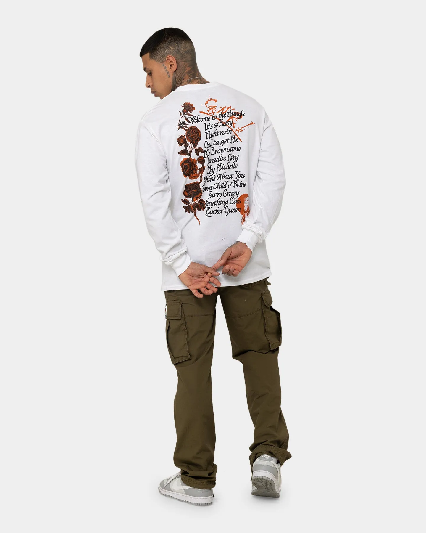 Guns n Roses Pistol Track Long Sleeve T-Shirt White
