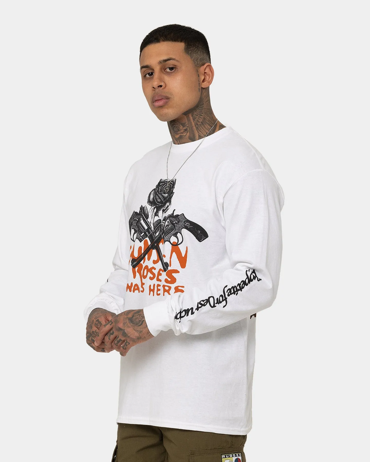 Guns n Roses Pistol Track Long Sleeve T-Shirt White