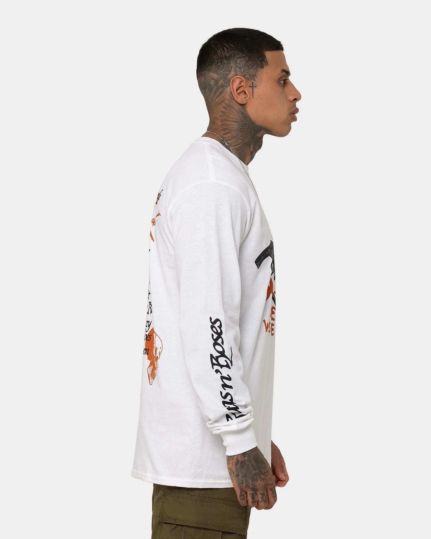 Guns n Roses Pistol Track Long Sleeve T-Shirt White