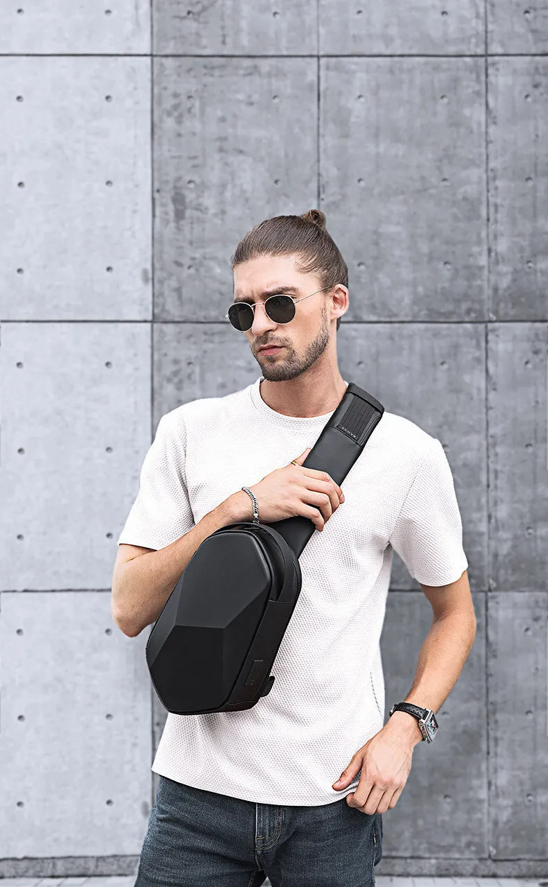 Hard shell polyhedron fashionable men's bag