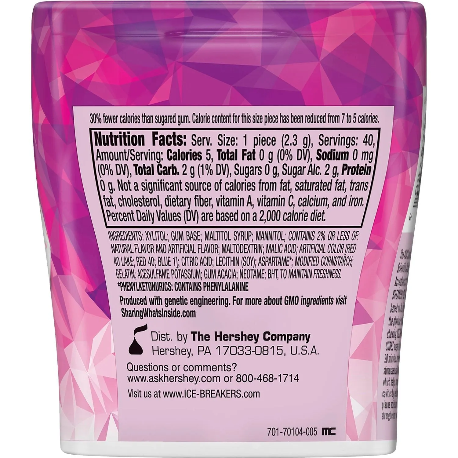 Ice Breakers Gum, Sugar Free Ice Cubes, Raspberry Sorbet - 4 Pack, 40 Ct Each