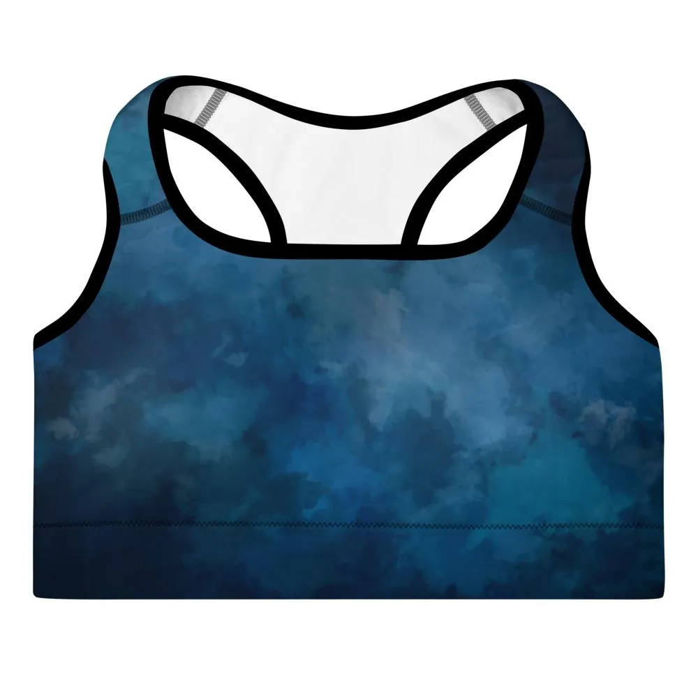 Ladies High Support Padded Sports Bra-Navy Watercolor