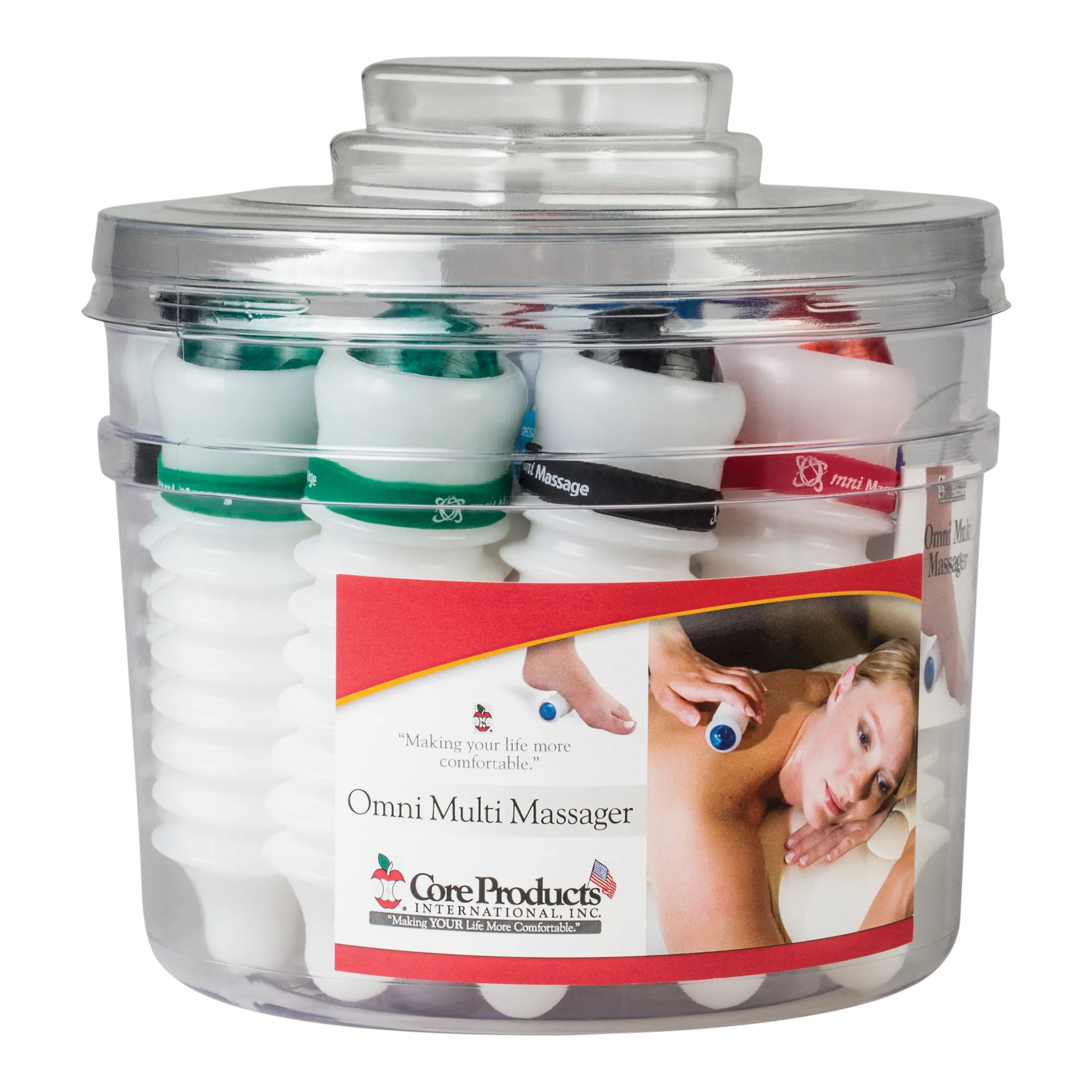 Omni® Multi-Massage Roller Display White Cap Mix Colors