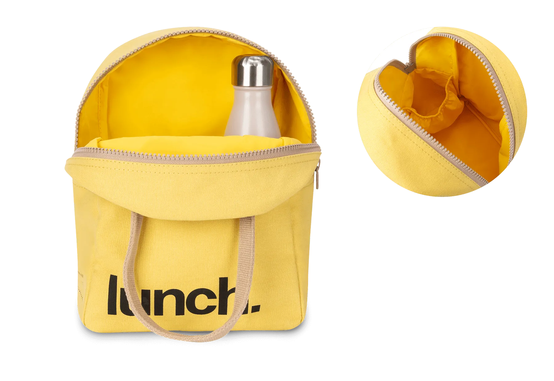 Zipper Lunch Bag - 'Lunch' in Yellow by Fluf